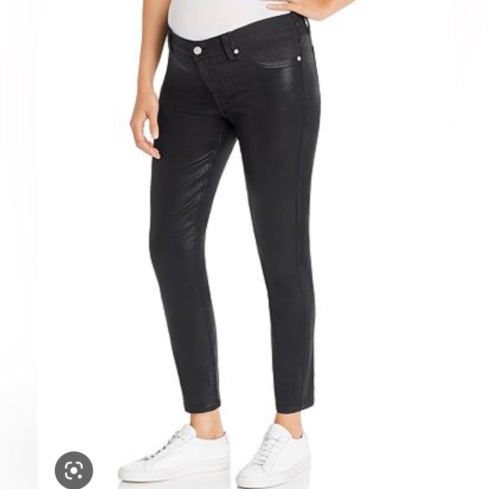 7 For Mankind Maternity Jeans - black coated ankle jeans size 28